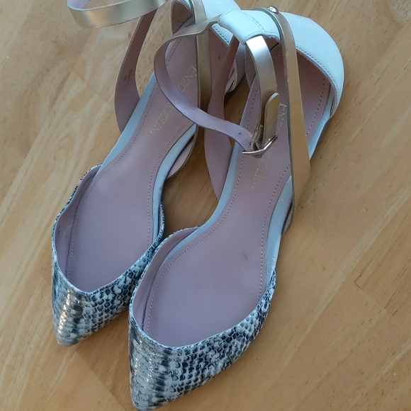 Enzo Angiolini Leather Pointy Toe Snake Flats with Ankle Strap - Picture 9 of 16